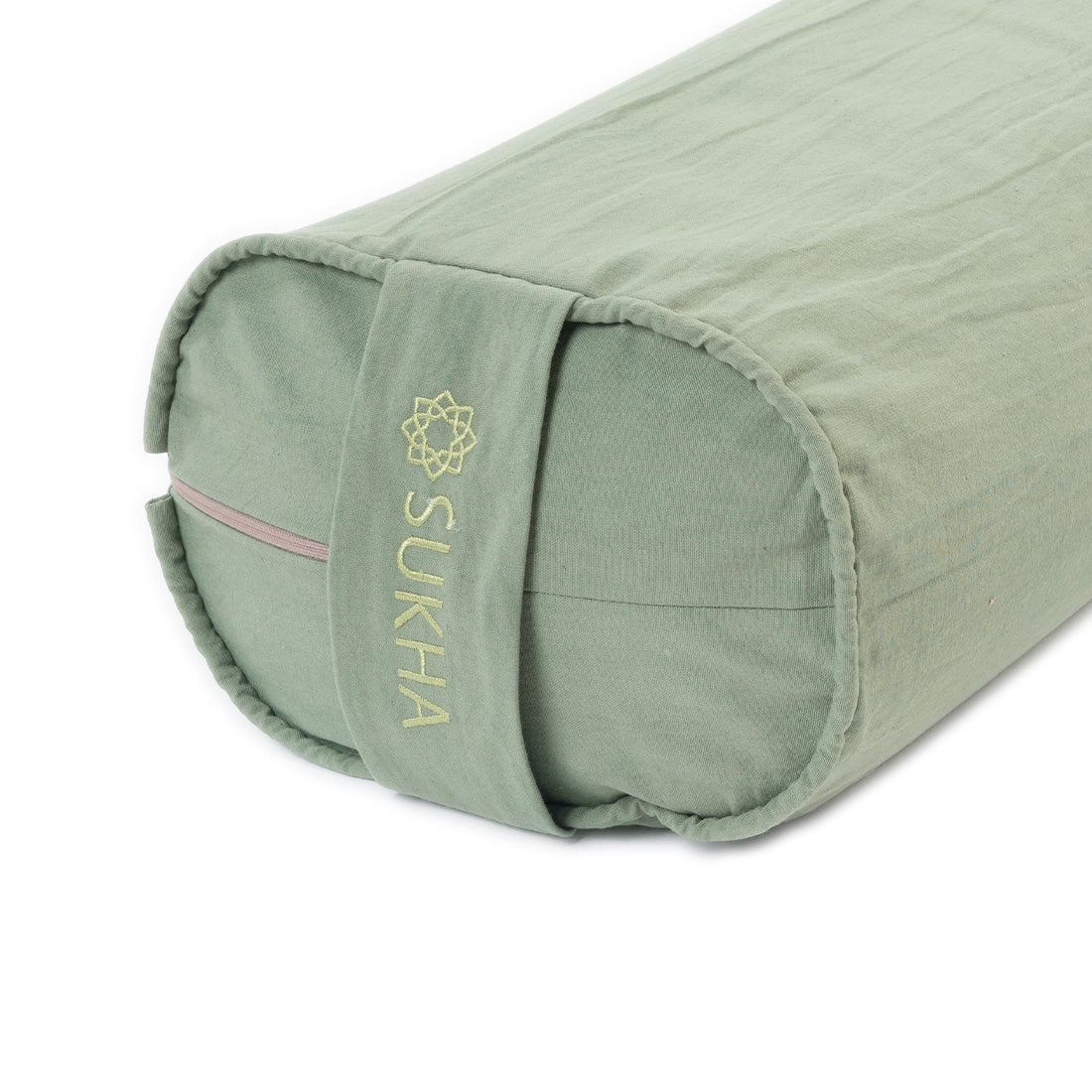 Relleno rectangular de bolster Sukha Argentina en color verde, con funda suave y diseño cómodo para descanso y apoyo.