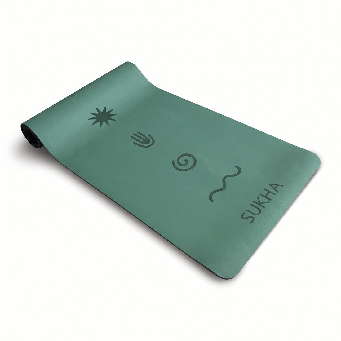 Esterilla de yoga Superior DOT 5mm de Sukha Argentina en color verde con puntos antideslizantes, ideal para práctica en interiores y exteriores.