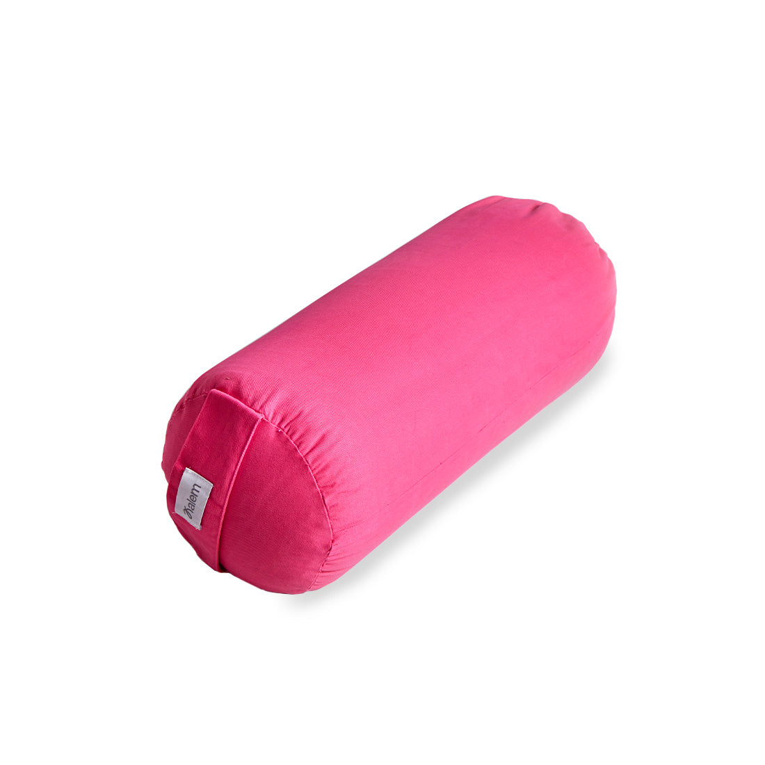 Funda de bolster redondo rosa con relleno de cáscara de trigo sarraceno de Sukha Argentina, ideal para soporte y comodidad