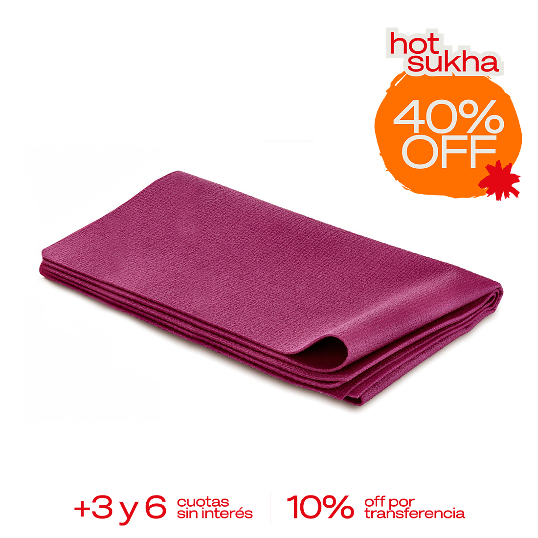 Estera de yoga plegable Sukha Argentina en color gris, ideal para practicar yoga y ejercicios en casa o al aire libre.