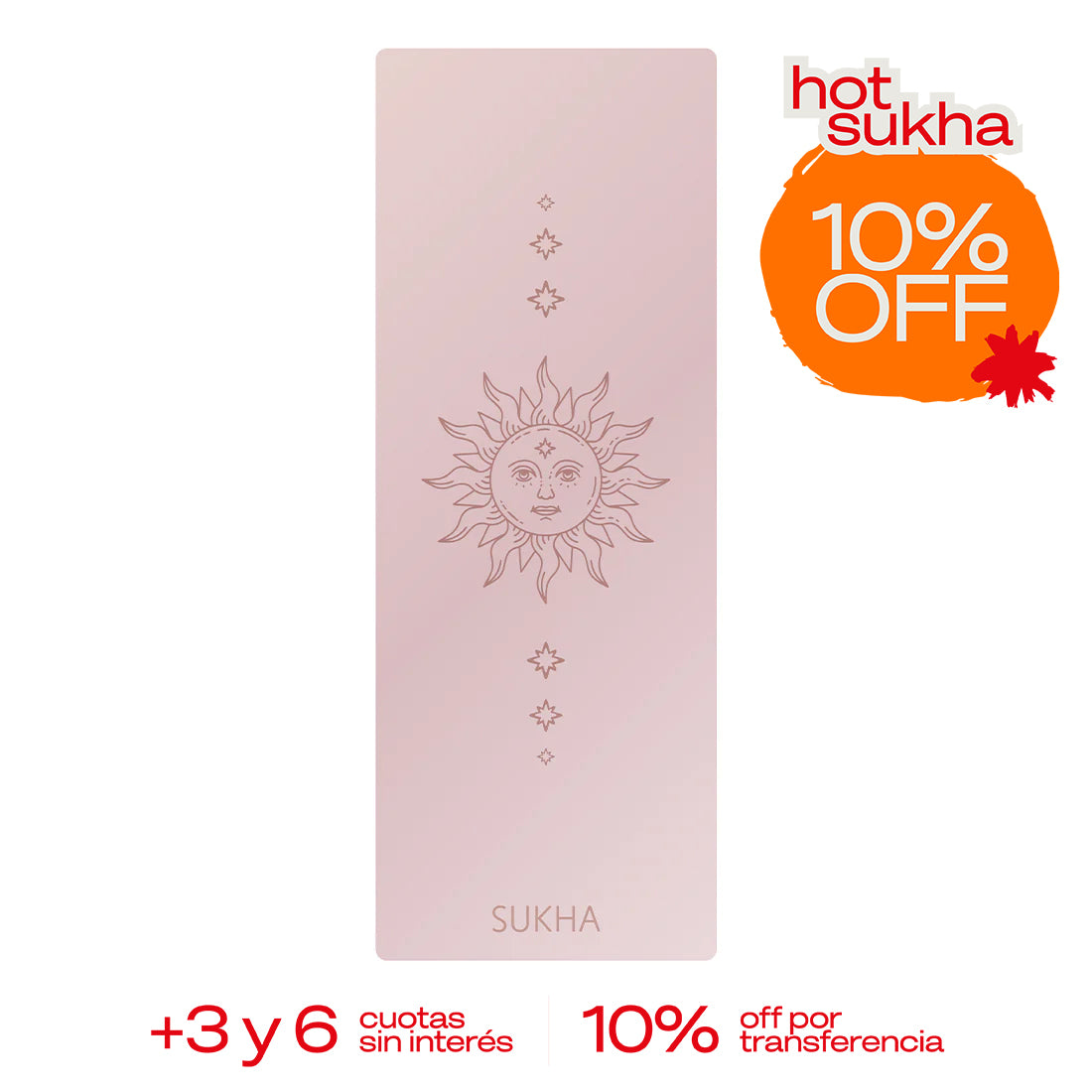 Esterilla de yoga Sukha Argentina Superior Dot Sun con diseño de puntos, textura antideslizante y color vibrante para práctica de yoga.