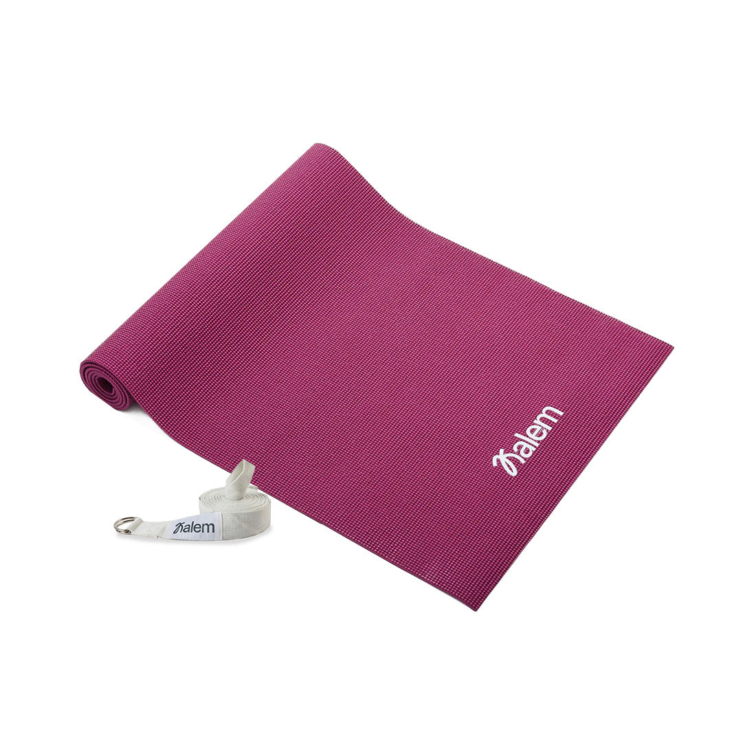 Alfombra esencial de 5mm y cinturón de 2m de Kalem en una mesa de trabajo, ideal para yoga o ejercicios de bienestar.