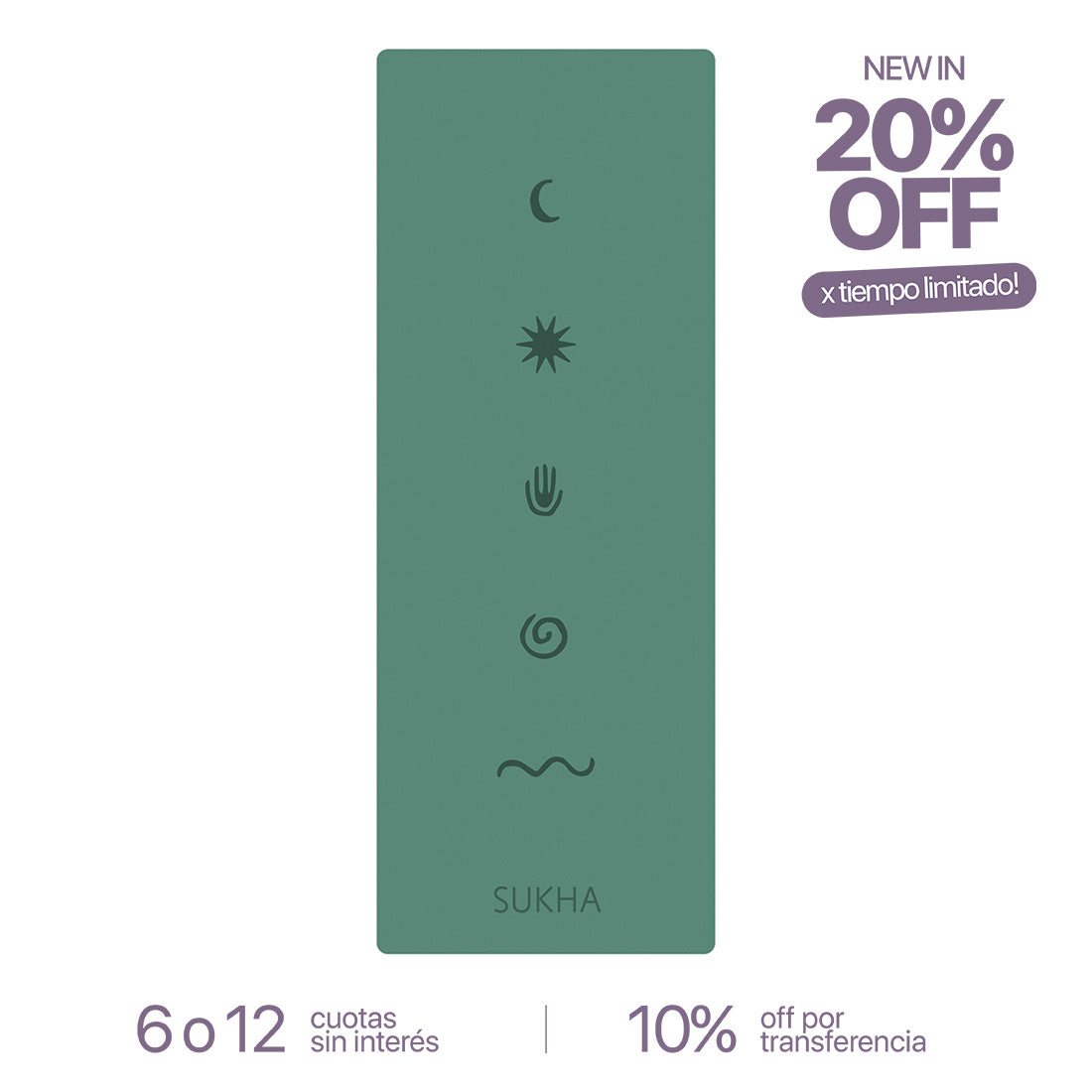 Estera de yoga Sukha Argentina Superior DOT de 5mm en color gris, con superficie antideslizante y acolchada para práctica de yoga.