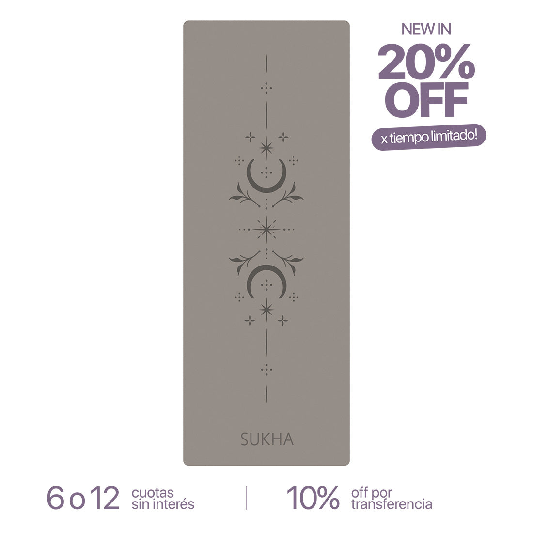 Esterilla de yoga Sukha Argentina Superior DOT 5mm sobre mesa, con superficie antideslizante y acolchada para práctica de yoga.