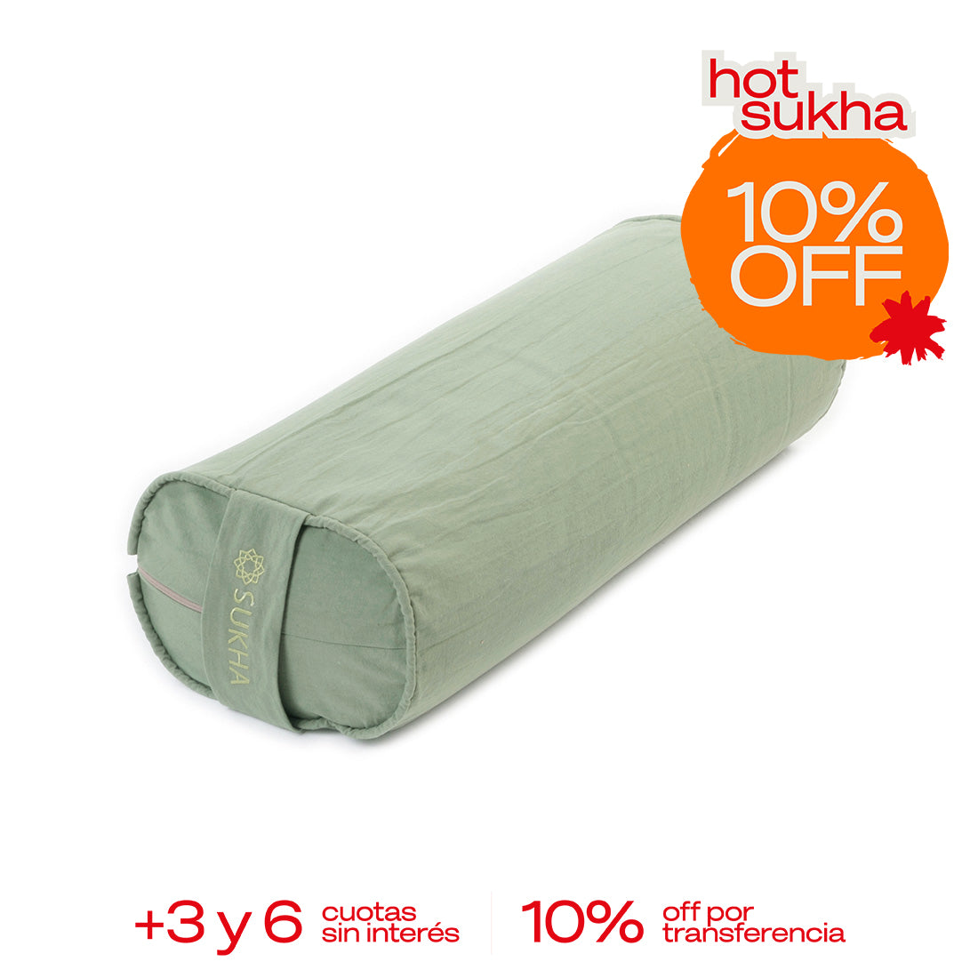 Almohadón rectangular Sukha Argentina en color gris, diseñado para soporte y descanso, colocado sobre una mesa de trabajo.
