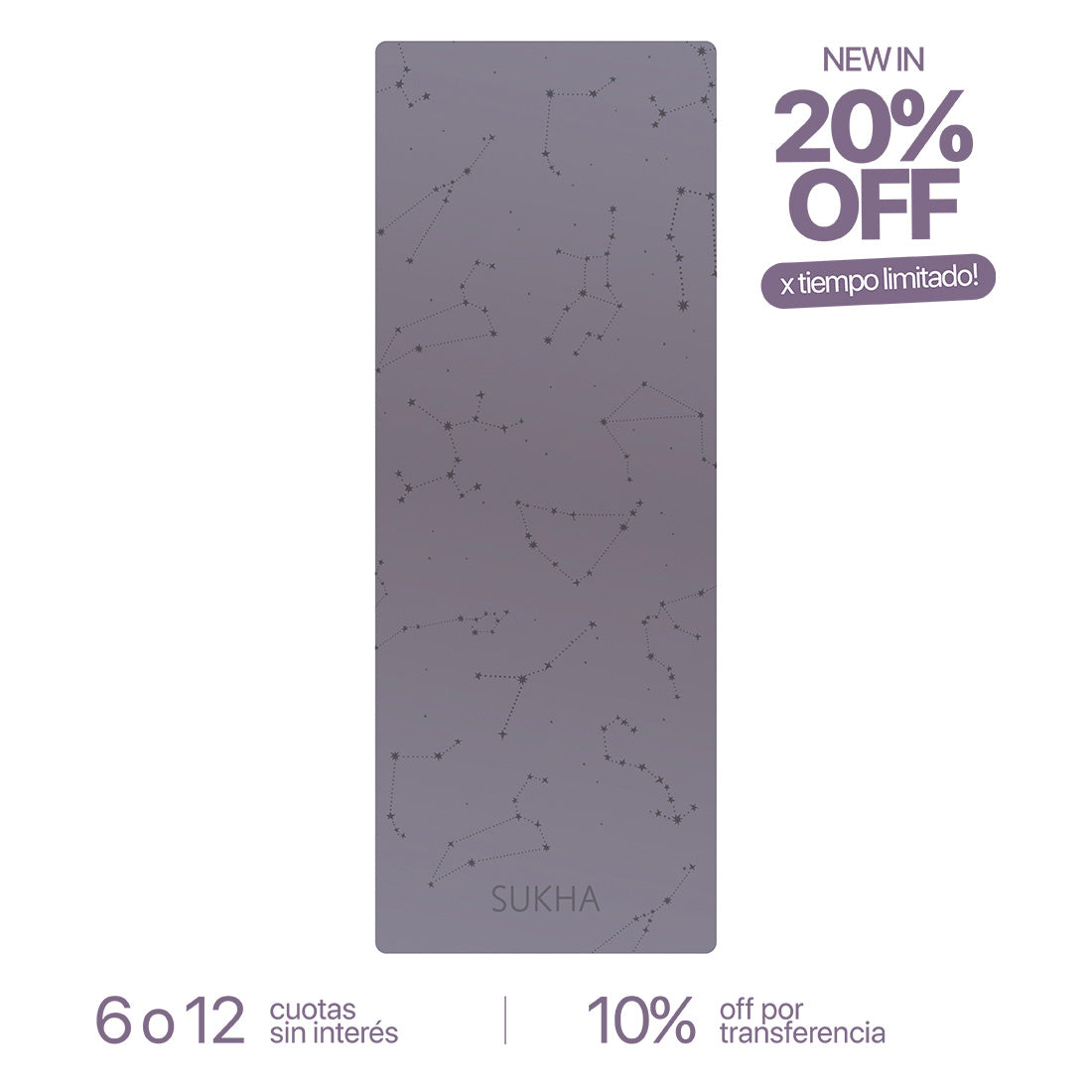 Esterilla de yoga Sukha Argentina Superior DOT de 5mm sobre una mesa, mostrando su textura antideslizante y diseño resistente.