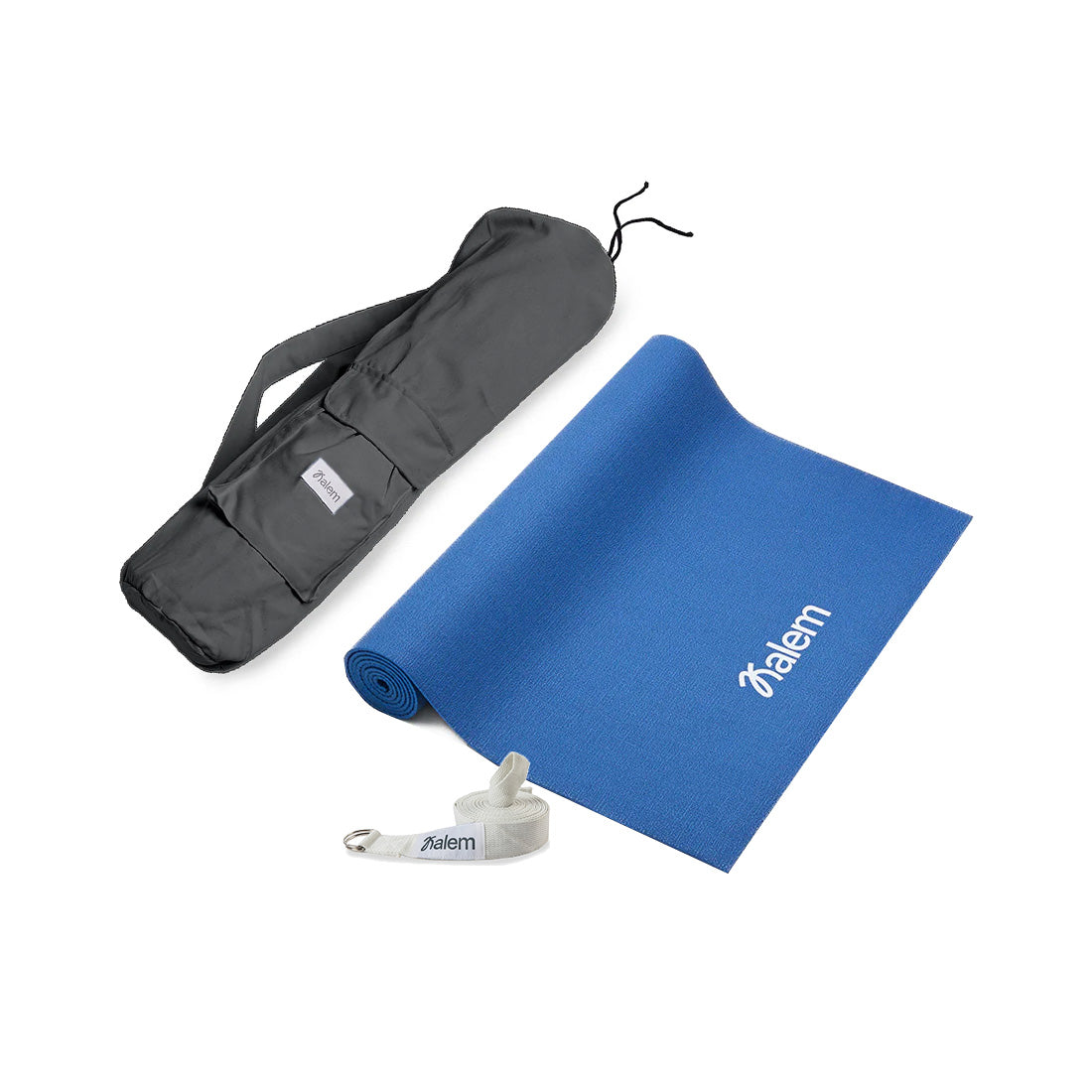 Mat ultra de 4.5 mm, portamat algodón y cinturón de 2 m de Sukha Argentina sobre mesa de trabajo.