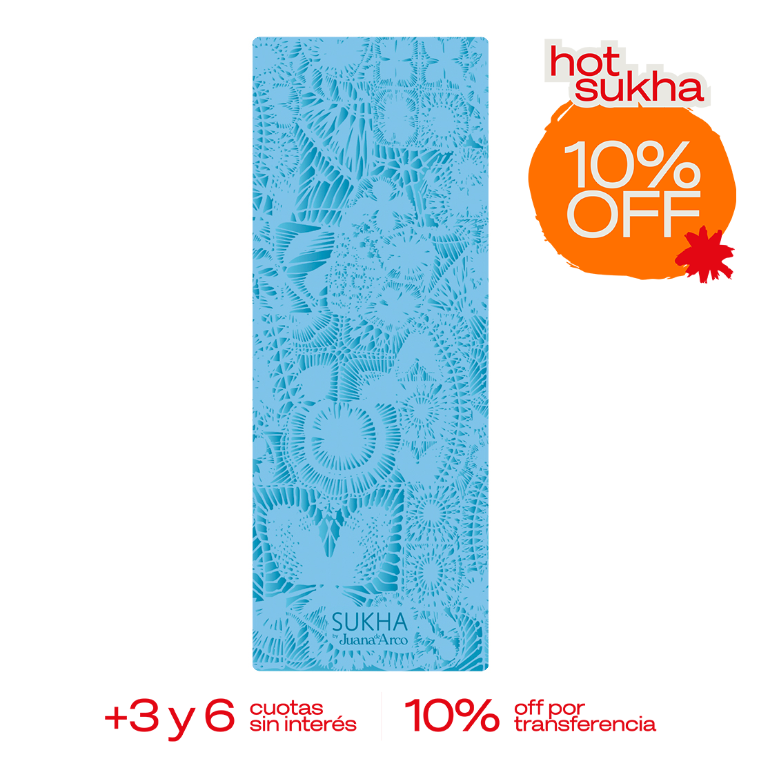 Esterilla de yoga Superior Juana de Arco de Sukha Argentina, con diseño colorido y superficie antideslizante para prácticas de yoga.