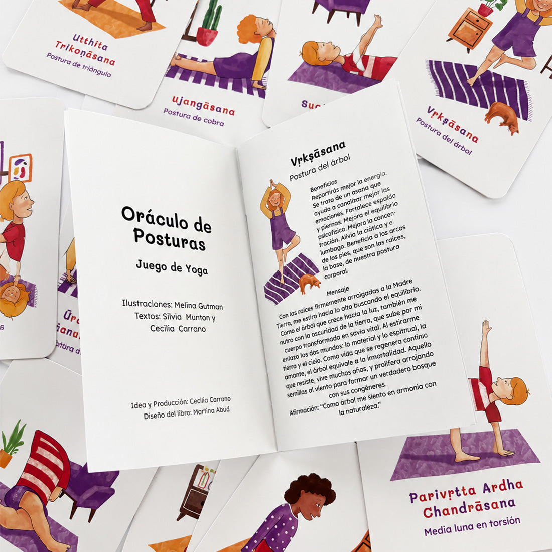 Oráculo de Posturas de Yoga — Ceci Carrano (33 Cartas + libro oracular + Bolsita de tela)
