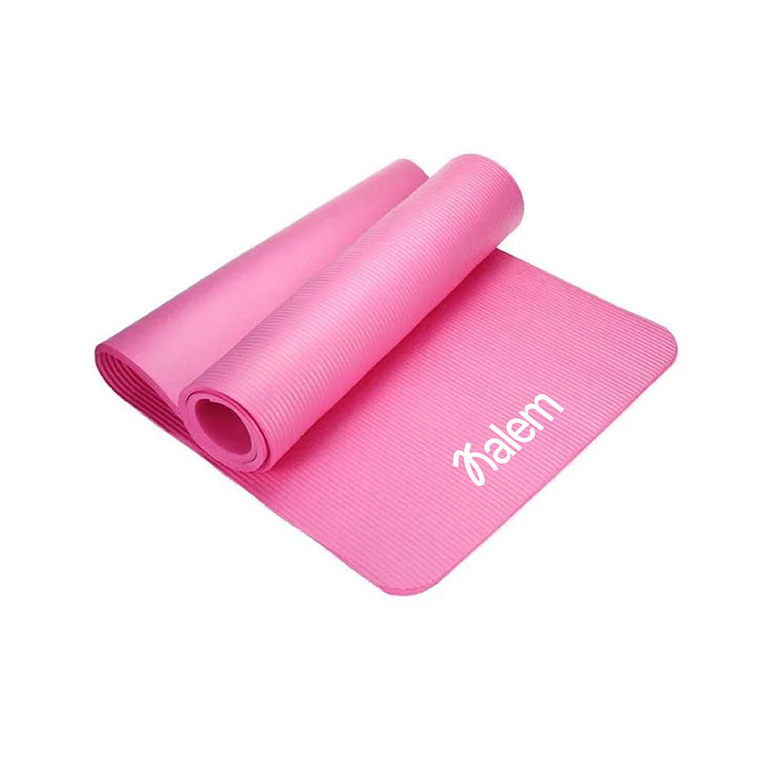 Alfombrilla de yoga fitness de 10 mm de color rosa, marca Sukha Argentina, en una superficie lisa y luminosa.