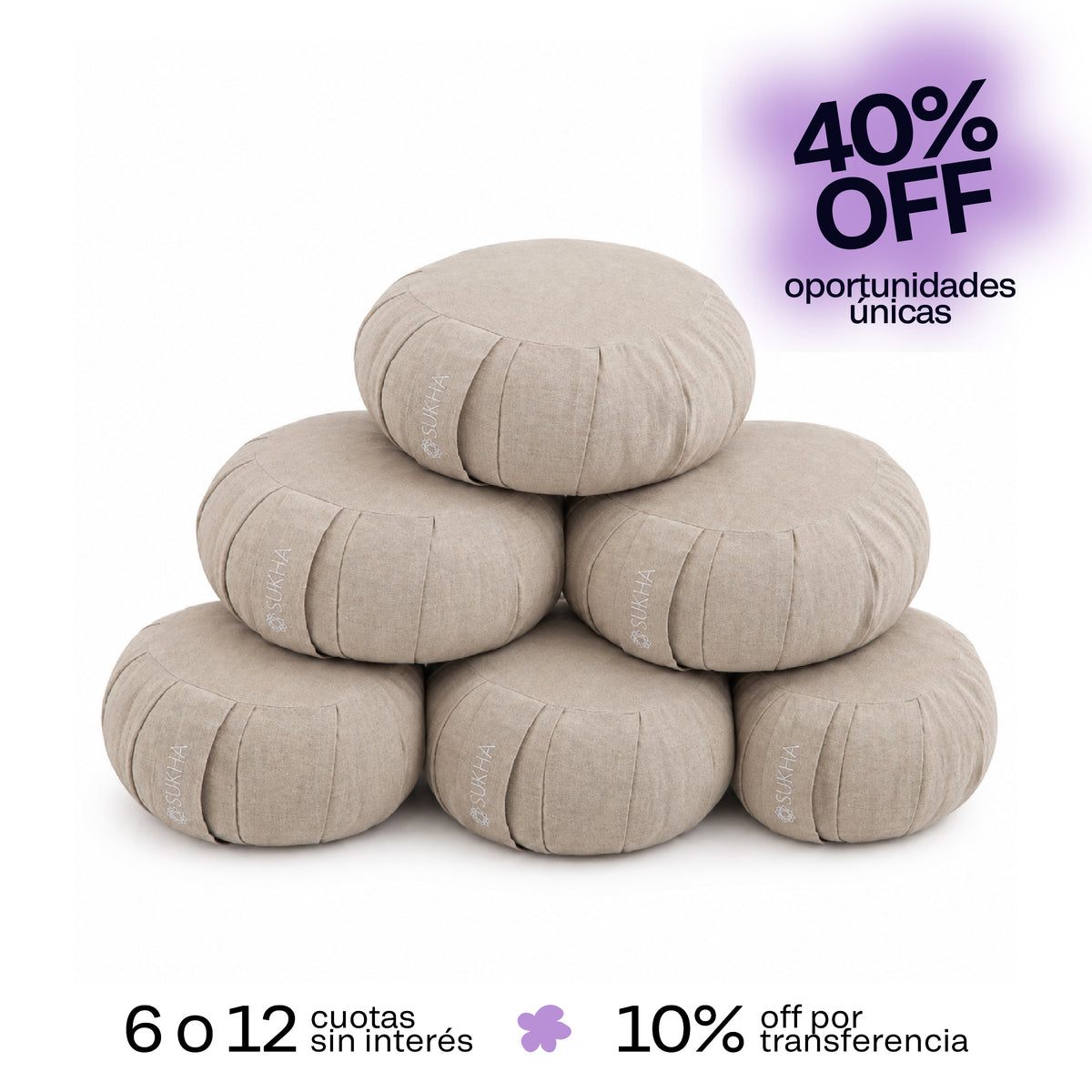 Zafu de Cáñamo Sukha –Estopa x6