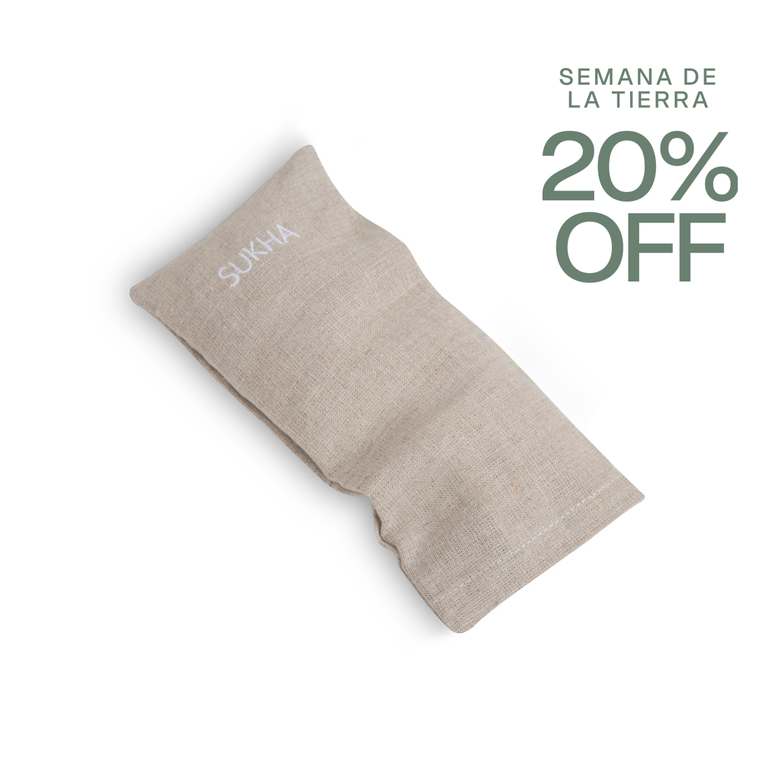Almohadilla ocular de cáñamo Sukha con semillas y lavanda orgánica, para relajación y bienestar.