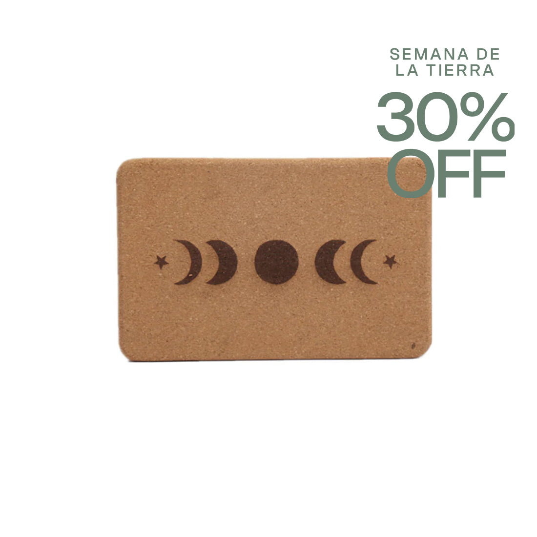 Bloque de corcho Sukha Argentina con forma de luna, ideal para proyectos ecológicos y decorativos, en tonos naturales.