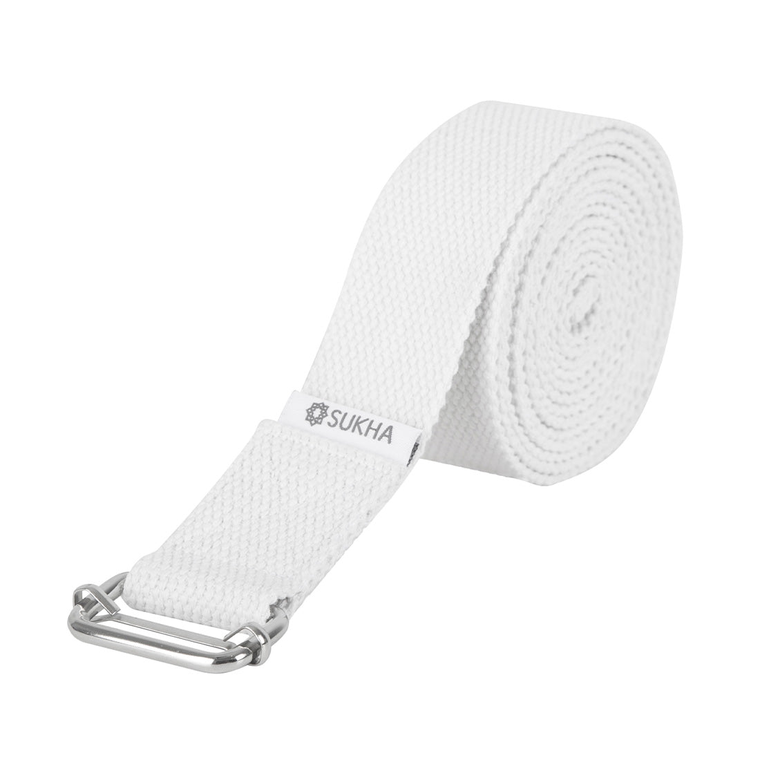 Cinto de yoga Sukha Argentina, cinturón de estiramiento de tela con detalles naturales para facilitar ejercicios de flexibilidad.