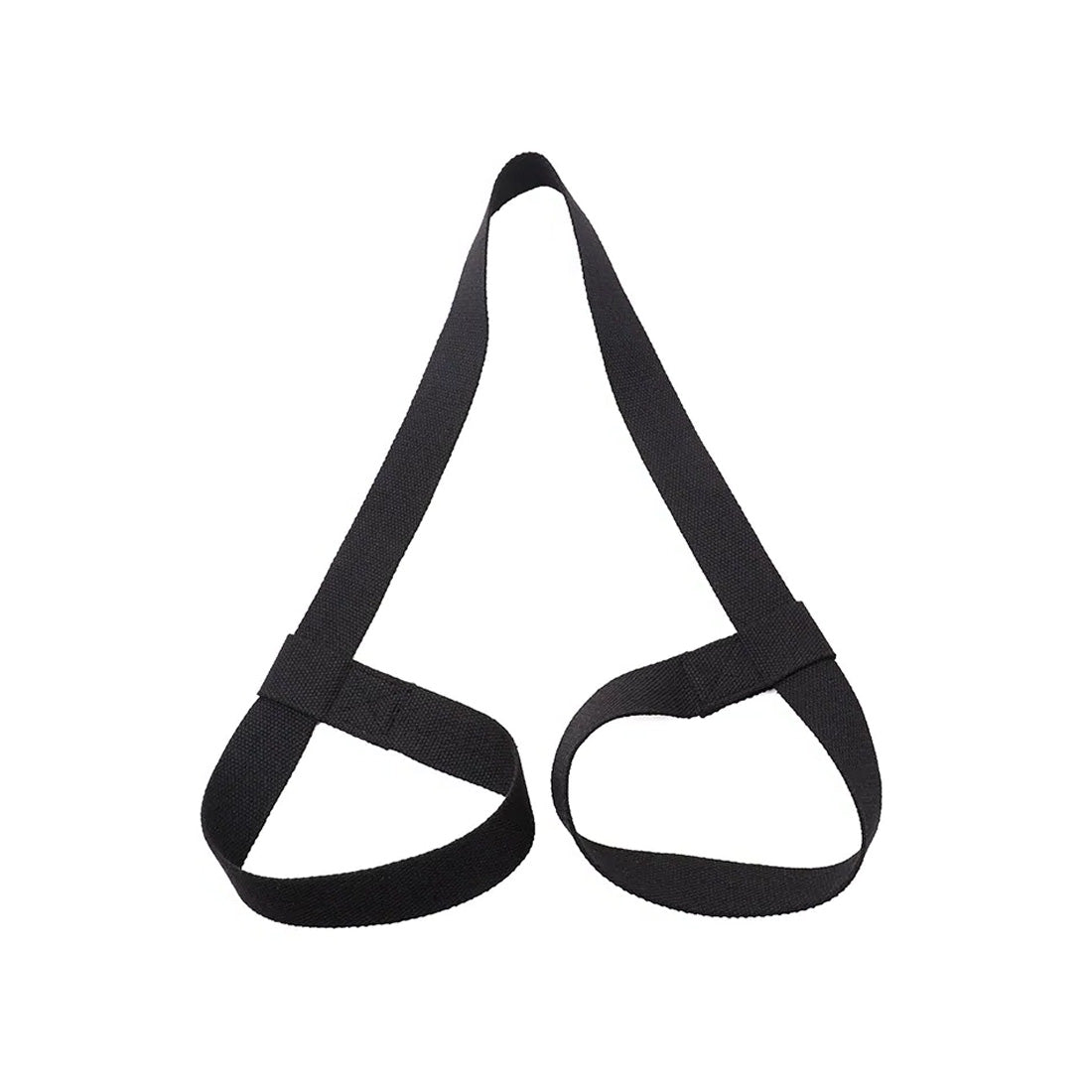 Correa porta mat básica en color negro, ideal para yoga, de la marca Sukha Argentina, mostrada enrollada sobre un fondo neutro.